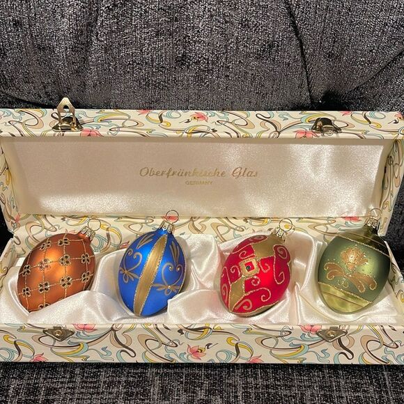 Other - Vintage Germany 4 Oberfrankische Glass Ornaments Eggs